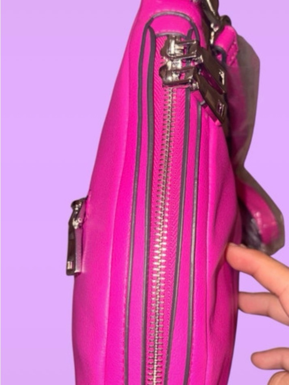Vintage INC International Concepts Hot Pink Crescent Hobo Shoulder Bag - Picture 5 of 7